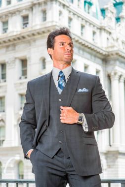 Portresi başarılı orta yaş Amerikalı işadamı yeni Yo