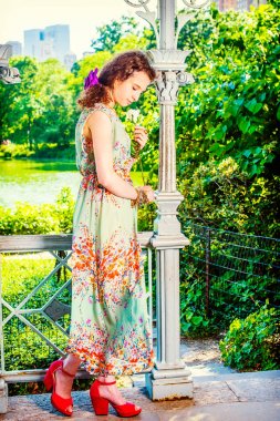 Genç beyaz gül desenli, at Merkezi Pa yalnız eksik Amerikan