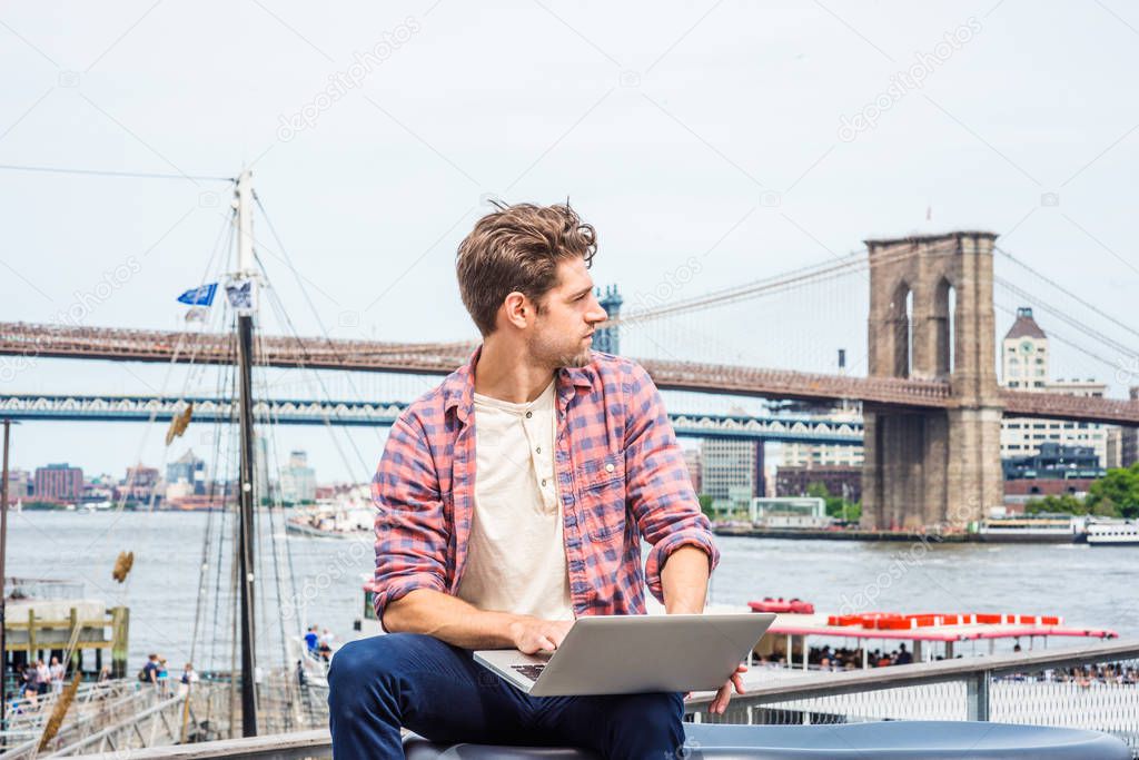 Young American Man traveling, working in New York