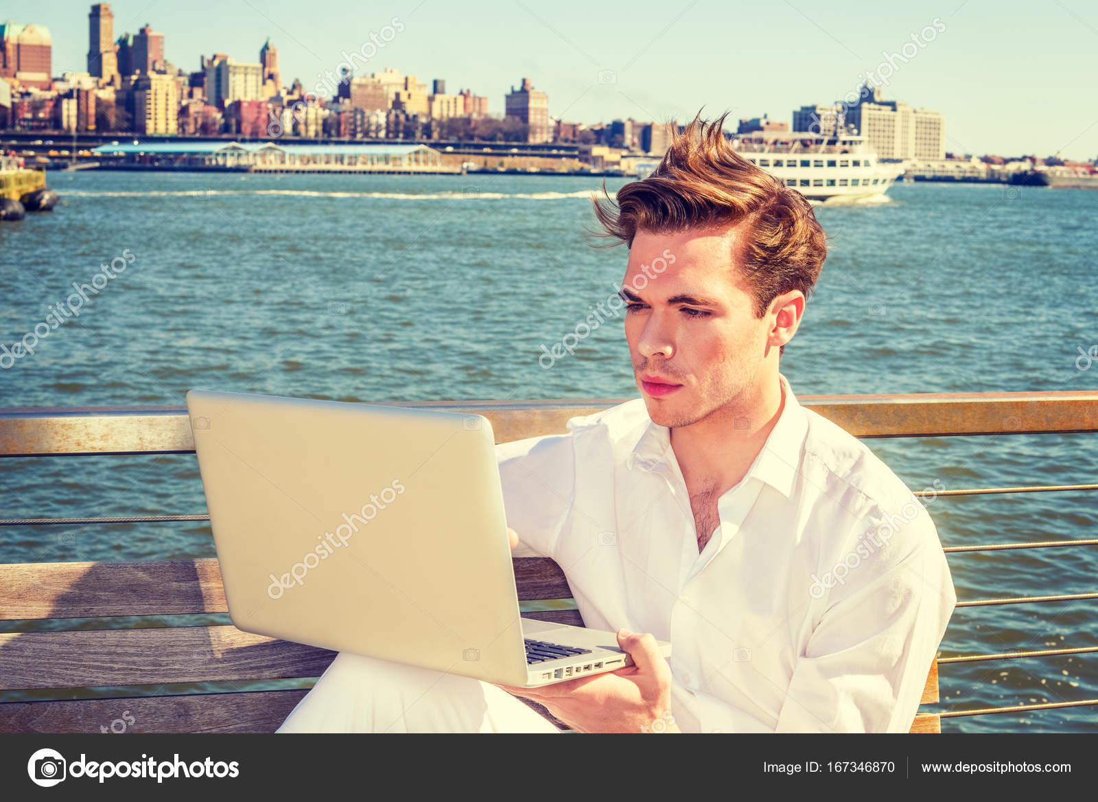 American college student traveling, studying in New York, — Stock Photo