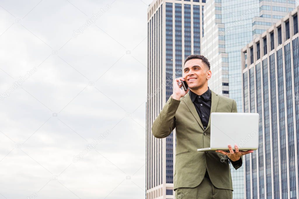 Young American Businessman traveling, working in New York,