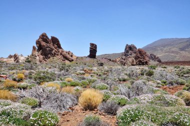 Görünüm Roque Cinchado ile ünlü Pico del Teide Dağı.