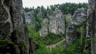 Rock ayağı doğa parkı Çek Cumhuriyeti.