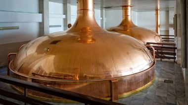 Ceske Budejovice, Çek Cumhuriyeti - 30 Haziran 2016: Budvar Budweiser bira. Malt yemek atölyesi.