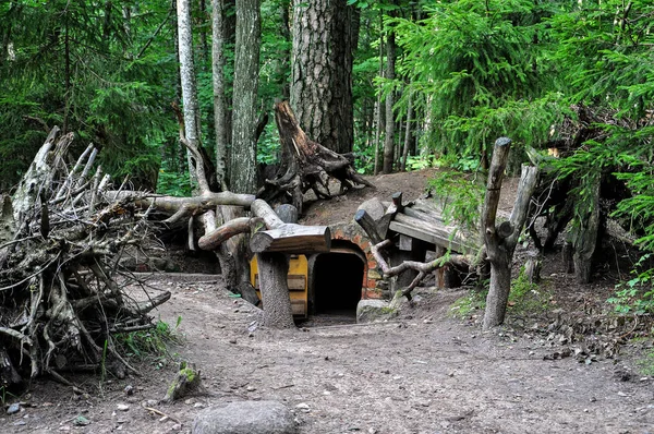 Dwergen fairy huizen in het mysterieuze bos. — Stockfoto