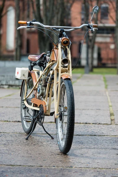 RIGA LATVIA - APRIL 22 2017: Tweed ride 2017. Here you can look at an old BMW brand of motor bike. — Stock Photo, Image