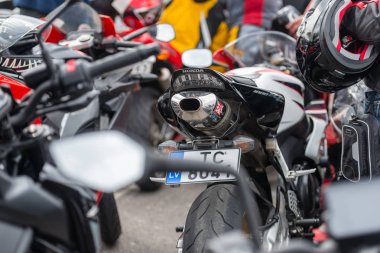 Riga, Letonya - Nisan 28, 2018: 2018 Moto sezon açılış etkinliği. 