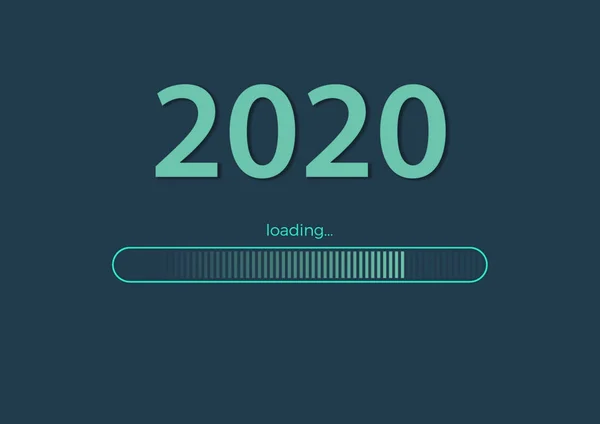 Tekst - 2020 laden en laden bar op zee groene achtergrond, concept voor Nieuwjaar Achtergrond, uw seizoensgebonden flyers, banner, sticker, en wenskaart — Stockfoto