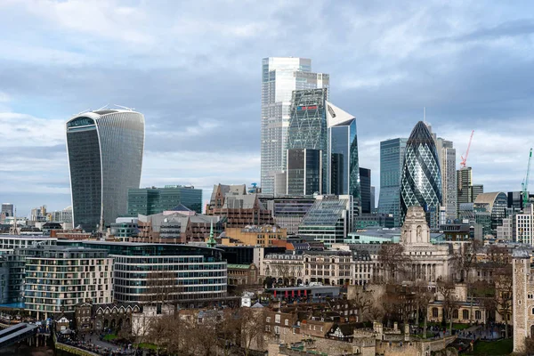 Londres Inglaterra Reino Unido Janeiro 2020 Skysrcapers Famosos Distrito Financeiro — Fotografia de Stock