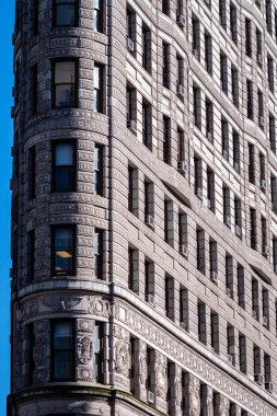 New York City, Usa - 21 Haziran 2019: Manhattan 'daki ikonik Flatiron Binası' nın yakın görüntüsü