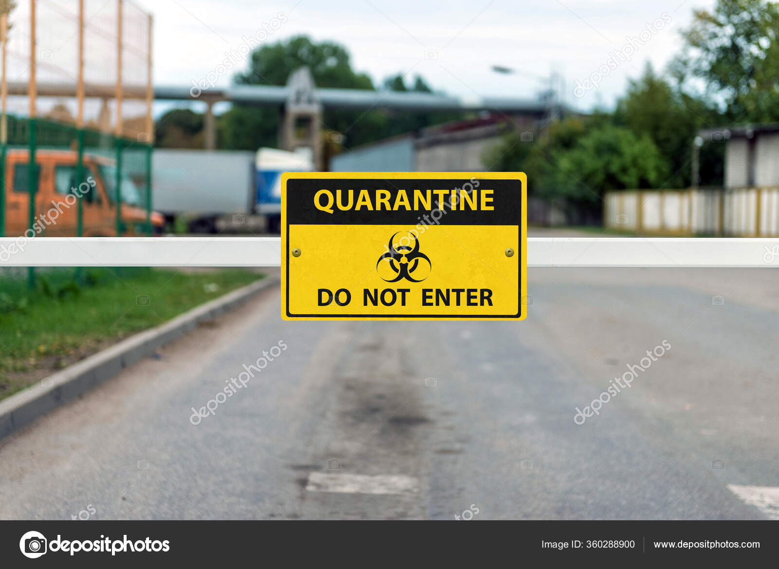 Automatic Barrier Coronavirus Warning Sign Covid Containment Concept ...