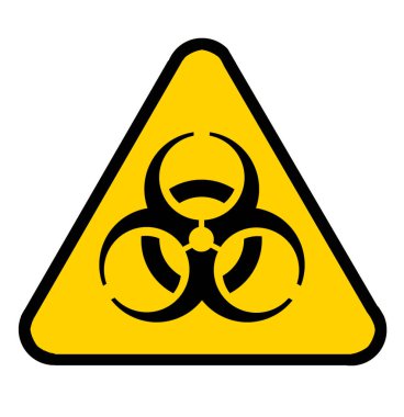 Sarı siyah üçgen uyarı işareti, virüs enfeksiyonu uyarı işareti.