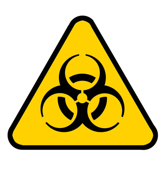 предупреждающий символ биологической опасности на желтом черном треугольнике предупреждающий знак вирусной инфекции
