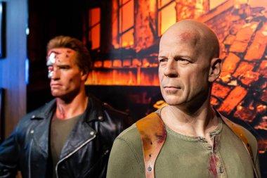Londra, İngiltere, İngiltere - 2 Ocak 2020: Bruce Willis 'in Waxwork heykelleri Madam Tussauds tarafından 1884' te yapılmıştır.