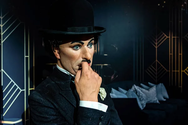 London England January 2020 Waxwork Statues Charlie Chaplin Created Madam — Stock Photo, Image