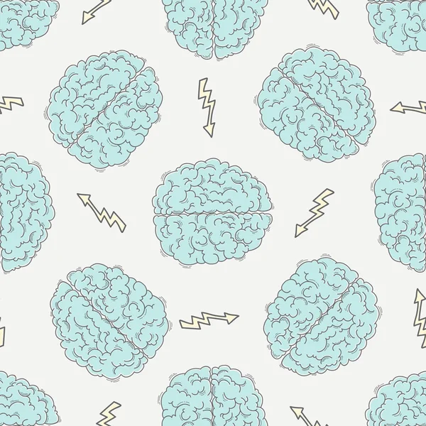 Мозговой штурм. Бесшовный рисунок с человеческим мозгом — стоковый вектор