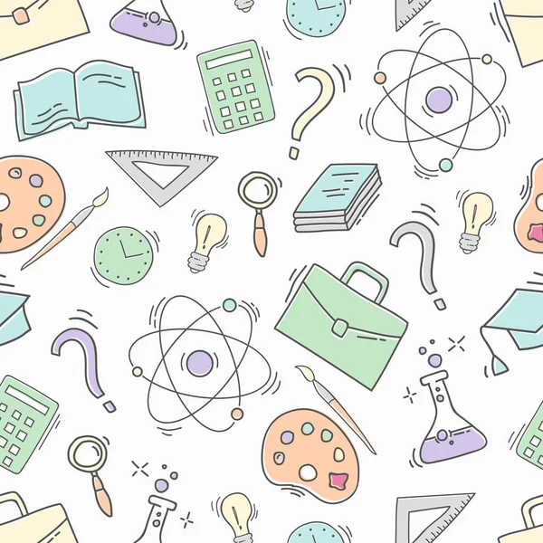 Elle çizilmiş çalışma seamless modeli okul aksesuarları ile