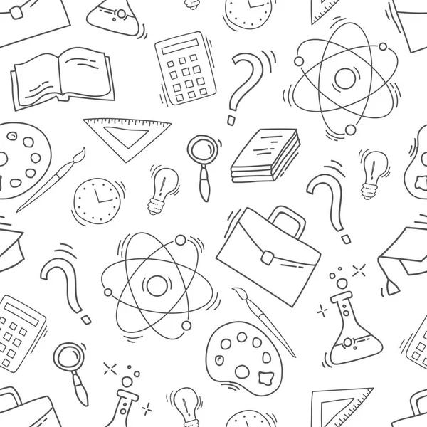 Elle çizilmiş çalışma seamless modeli okul aksesuarları ile