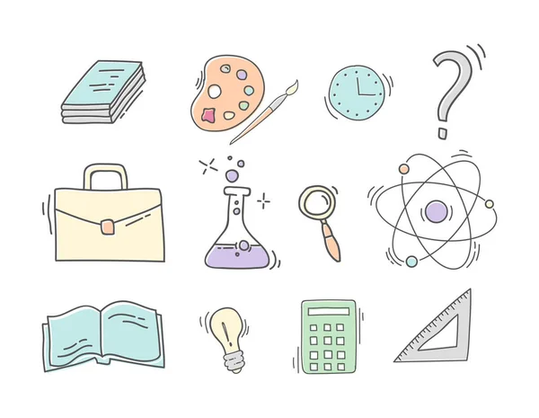 Set de pictograme Hand Drawn School . — Vector de stoc