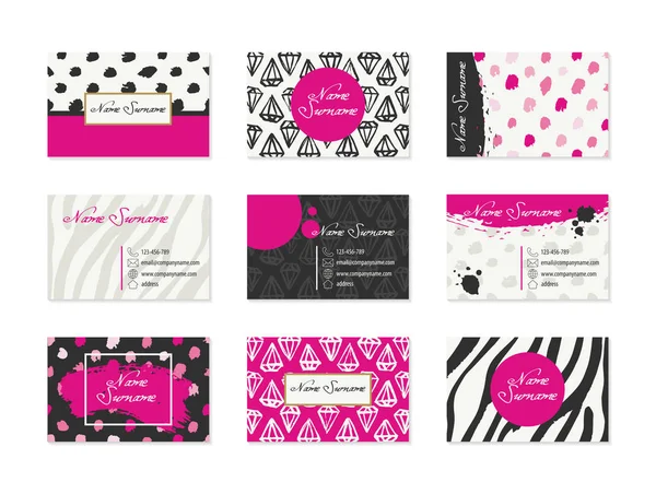 Set of Business Cards with hand drawn elements — Stock Vector