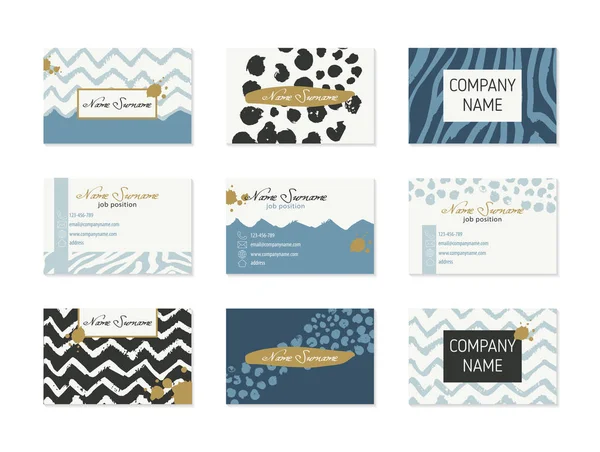 Set of Business Cards with hand drawn elements — Stock Vector
