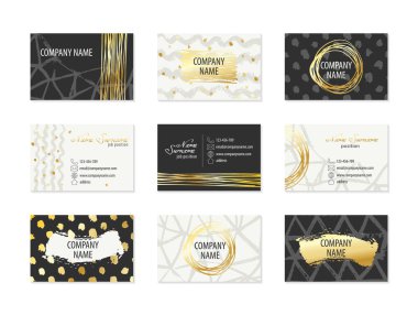 Kartvizit kümesiyle elle çizilmiş öğeleri