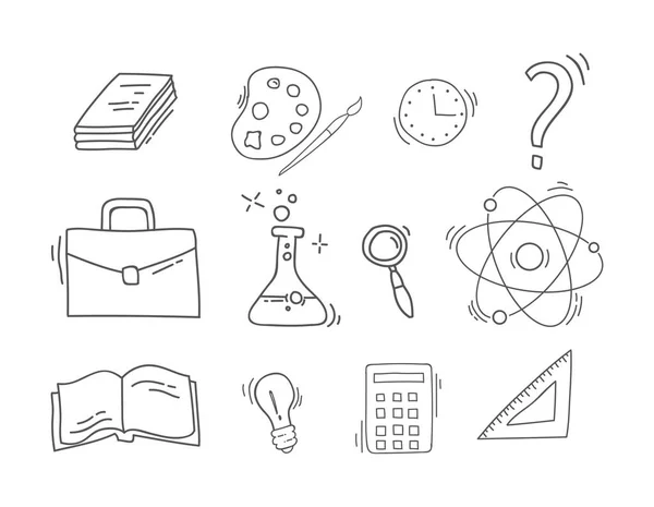Conjunto de ícones da escola desenhada à mão . —  Vetores de Stock