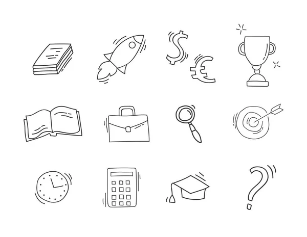 Set di icone aziendali disegnate a mano — Vettoriale Stock