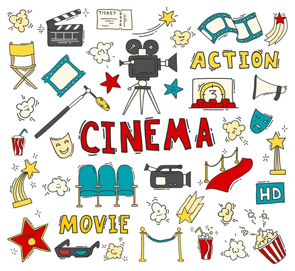 Elle çizilmiş sinema simgeler kümesi