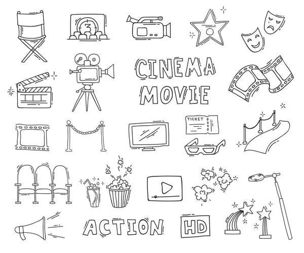 Elle çizilmiş sinema simgeler kümesi