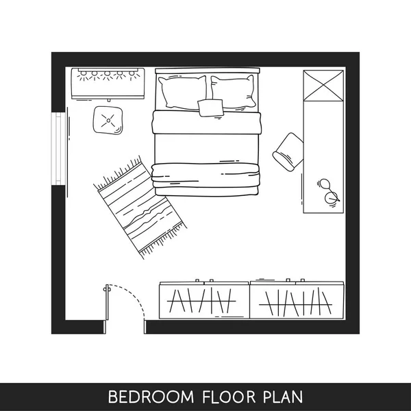 Architektoniczny Plan z meblami w widoku z góry — Wektor stockowy