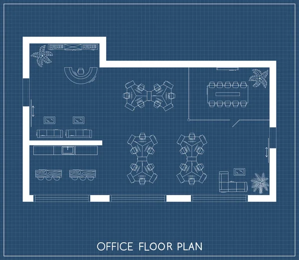 Projeto de interiores de escritório plano de vista superior —  Vetores de Stock