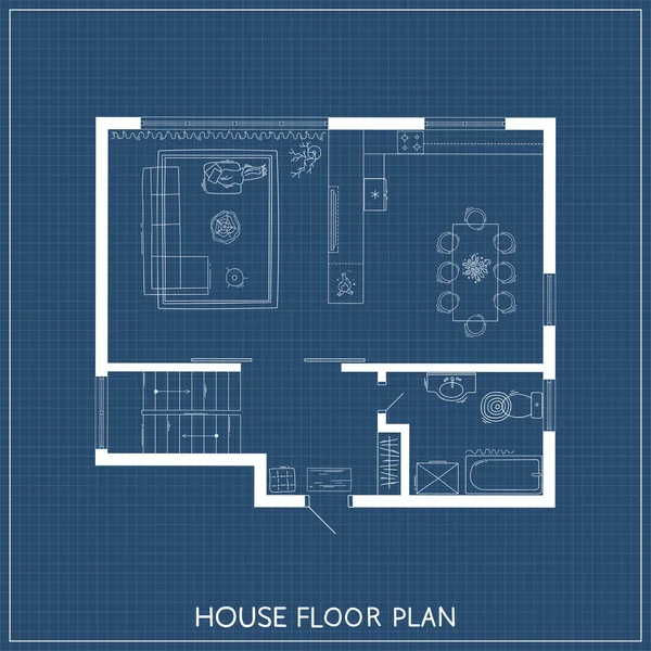 Architektoniczny Plan z meblami w widoku z góry — Wektor stockowy