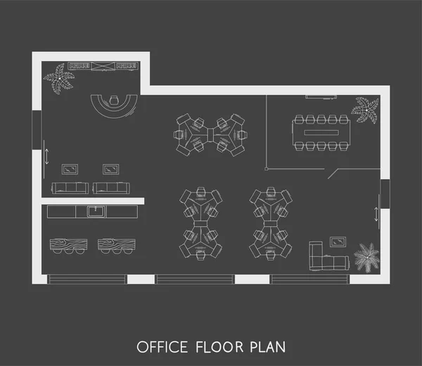 План верхнего вида интерьера офиса — стоковый вектор