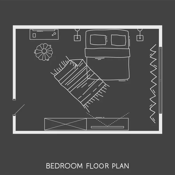 Plan Architectural avec mobilier en vue de dessus — Image vectorielle