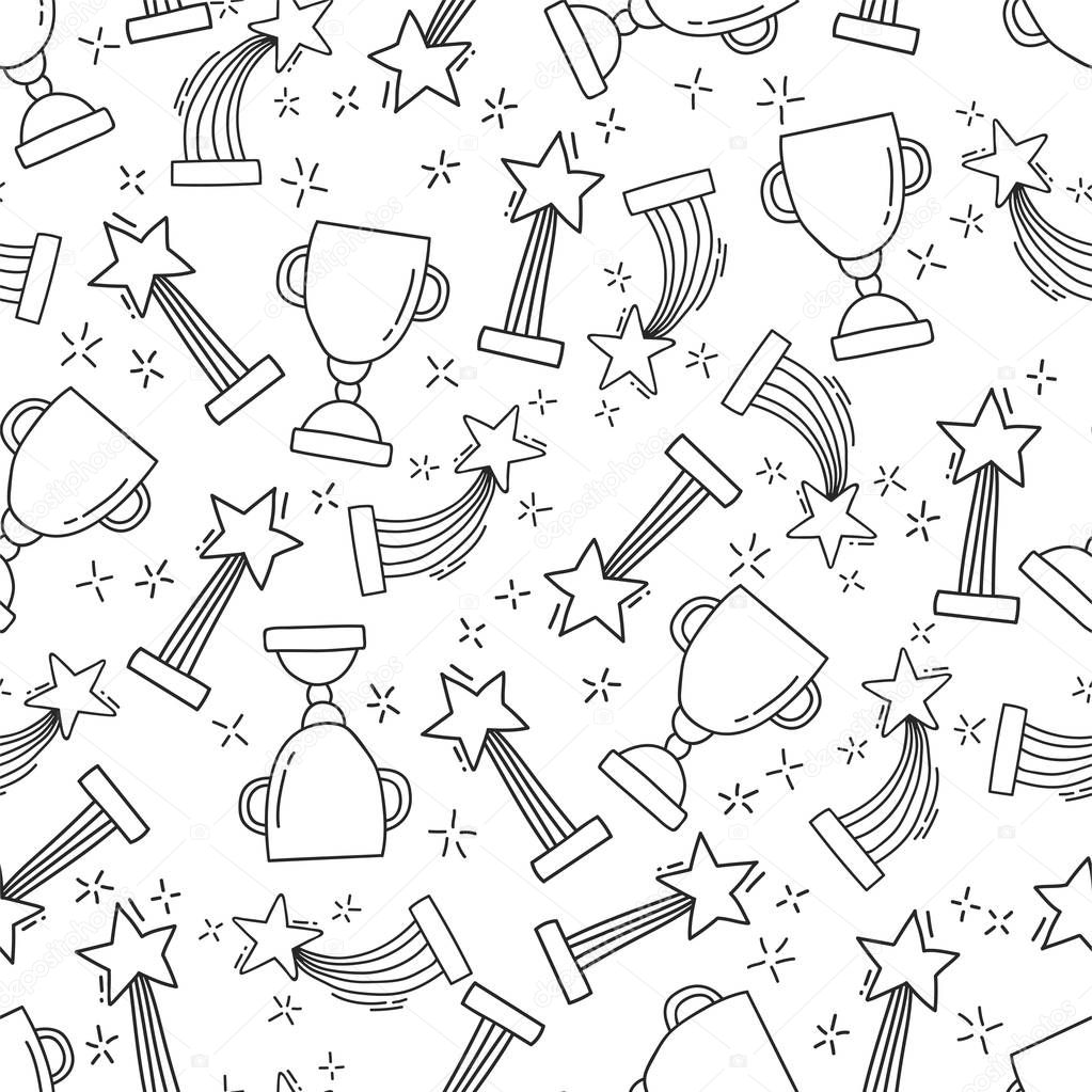 Seamless pattern with hand-drawn awards