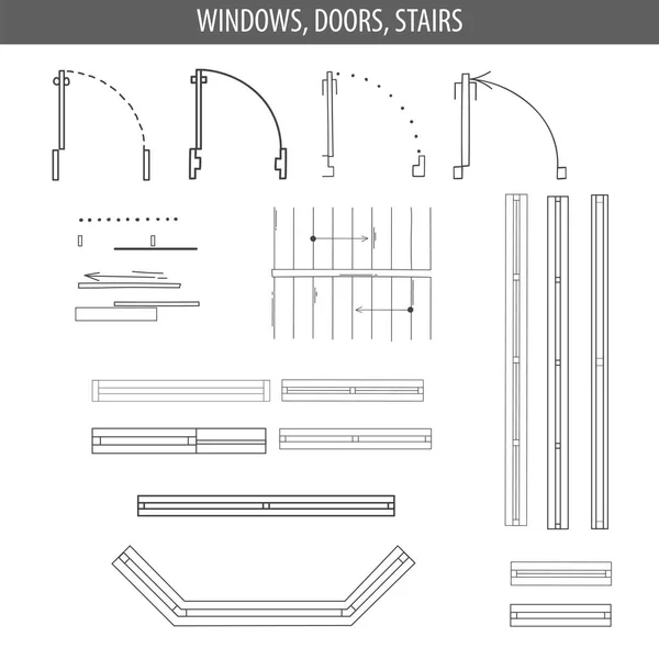 Set of linear icons for Interior top view plans — Stock Illustration Set of linear icons for Interior top view plans Stock Illustration