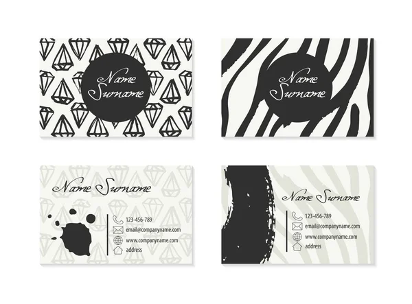 Set of Business Cards with hand drawn elements — Stock Vector