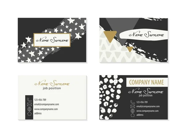 Set of Business Cards with hand drawn elements — Stock Vector