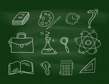 El Drawn okul simgeler kümesi.