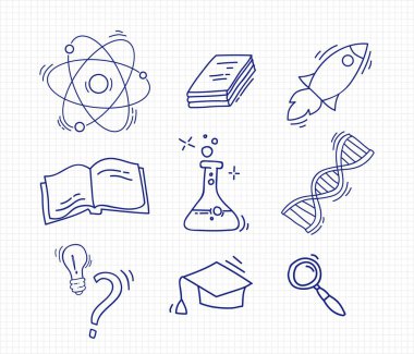 El Drawn okul simgeler kümesi.