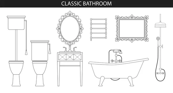 Klasický starý styl nábytek pro koupelny. — Stockový vektor