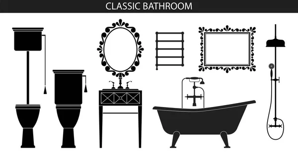 Meubles classiques de style ancien pour la salle de bain . — Image vectorielle