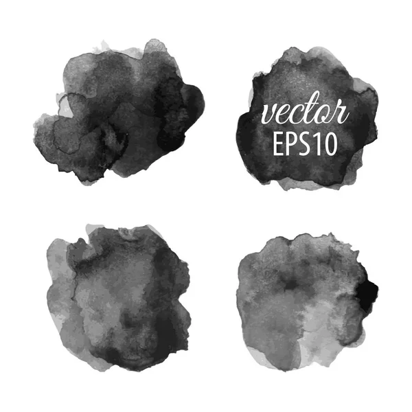 Set of abstract black ink blots Stock Illustration