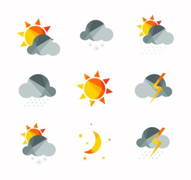 Poligonal geometrik tarzda hava Icons set