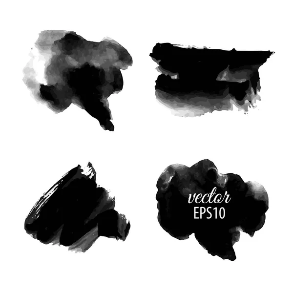 Set of abstract black ink blots — Stock Vector