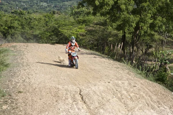 Sprung Mit Dem Motocross Bike Der Dominikanischen Republik Mai 2018 — Stockfoto