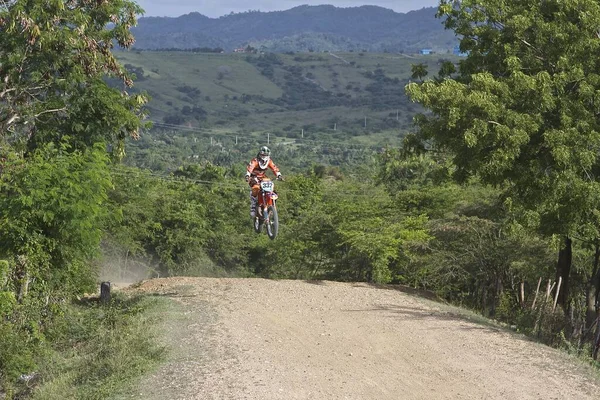 Salto Com Moto Motocross República Dominicana Maio 2018 Sosua — Fotografia de Stock