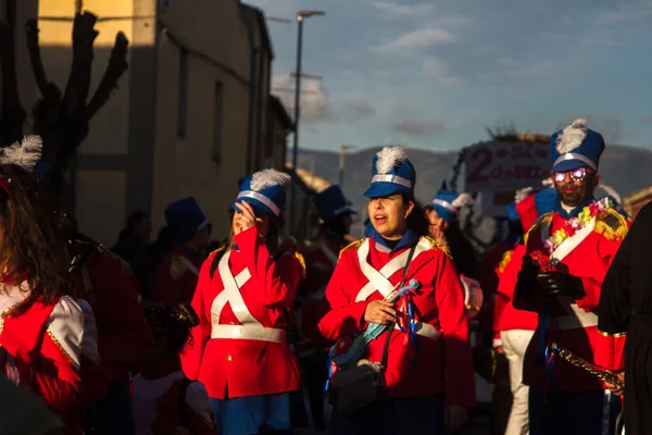 Olasz Perfugas Sardegna Sassari Cagliari 2020 Karnevál Party Különböző Maszkok — Stock Fotó