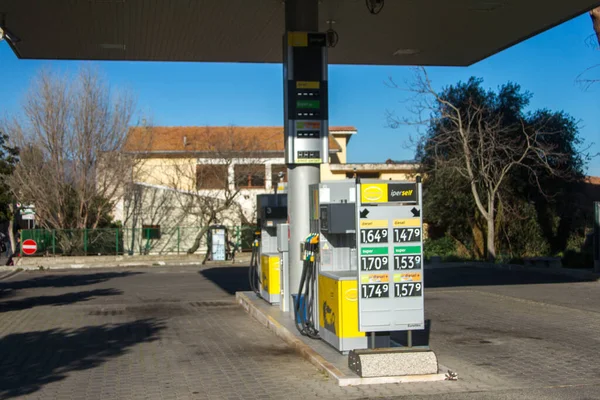 Italien Perfugas Sardegna Sassari Cagliari 2020 Nahaufnahme Details Einer Tankstelle — Stockfoto